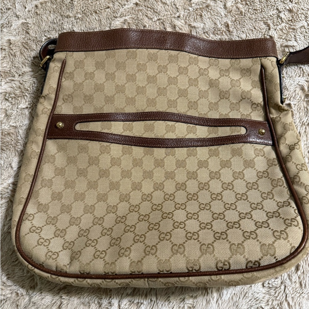 Gucci Monogram Brown and Tan Shoulder Bag